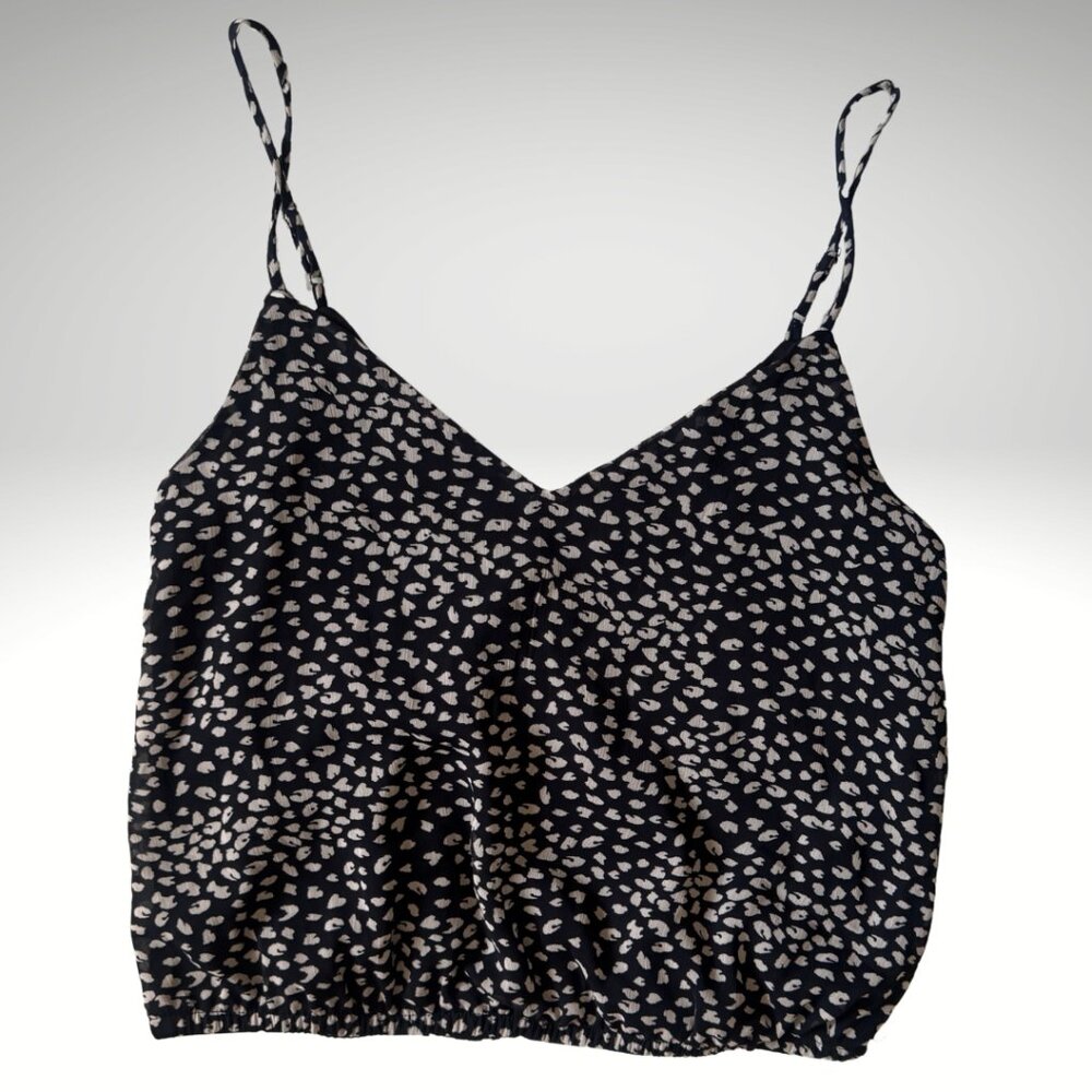 Black Cream Animal Print Adjustable Strap Crop Top – Size M